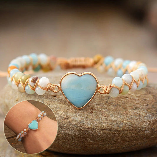 Classic Heart Shape Amazonite Charm Bracelets